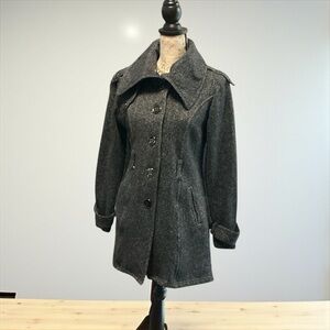 Iz Byer Charcoal Women's Pea Coat